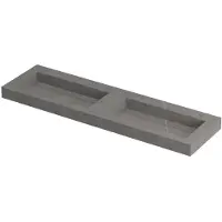 Ink Pitch Wastafel Keramische Slab Bak Dubbel met Drain en Front en Side Skirts Zonder Kraangaten - 1600x450x90 mm - Armani Grey Mat