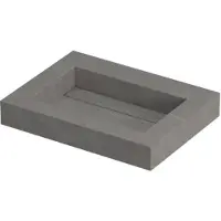Ink Pitch Wastafel Keramische Slab Bak met Drain en Front en Side Skirts Zonder Kraangat - 600x450x90 mm - Armani Grey Mat