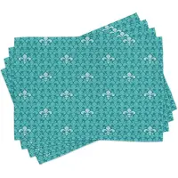 Abakuhaus turquoise placemats, Tiscjdeco gemaakt van kleurbestendige stof voor de eetkamer en keuken, amandelgroen teal
