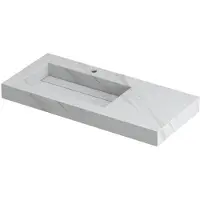 Ink Pitch Wastafel Keramische Slab Links met Drain en Front en Side Skirts 1 Kraangat - 1000x450x90 mm - Calacatta Mat