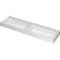 Ink Momento Wastafel Polystone Dubbel Zonder Kraangaten - 1600x450x90 mm - Glans Wit