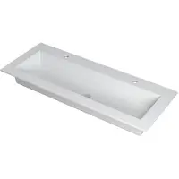 Ink Kraft Wastafel Enkele Bak 2 Kraangaten - 1200x450x10 mm - Mat Wit