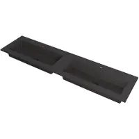 Ink Kraft Wastafel Dubbele Bak met 2 Kraangaten - 1800x450x10 mm - Quartz Zwart