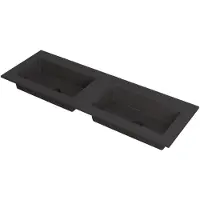 Ink Kraft Wastafel Dubbele Bak Zonder Kraangaten - 1400x450x10 mm - Quartz Zwart