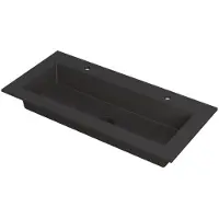 Ink Kraft Wastafel Enkele Bak 2 Kraangaten - 1000x450x10 mm - Quartz Zwart