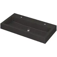 Ink Momento Wastafel Quartz met 2 Kraangaten - 900x450x90 mm - Quartz Zwart