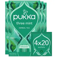 Pukka Tea Three Mint - 80 Theezakjes - Biologische Kruidenthee - 4 x 20 zakjes - Thee Voordeelverpakking