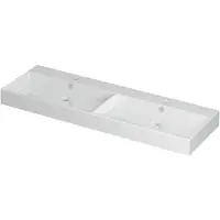 Ink Unlimited Wastafel Porselein Dubbel met 2 Kraangaten - 1400x450x110 mm - Glans Wit