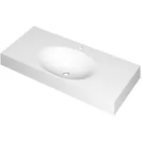 Ink Smooth Wastafel Polystone Midden met 1 Kraangat - 1000x450x90 mm - Mat Wit