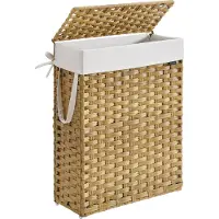 Songmics - Wasmand - Wasmand Smal - 55 L - Met Deksel en Handgrepen - Opvouwbaar met Uitneembare Waszak