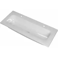 Ink Reflekt Wastafel Polystone Centraal met 2 Kraangaten - 1000x400x15 mm - Glans Wit