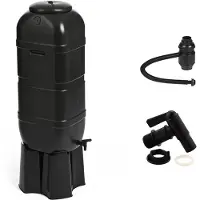 Aura Waterton - Regenton - Watertank - 100 Liter met Voet - Vulsysteem en Waterkraan - Zwart - 36cm x 36cm x 95cm; 5kg