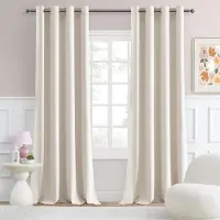 Unyqoos Geraffineerde Lichtbeige Semi-Verduisteringsgordijnen voor Slaapkamer en Woonkamer, Set van 2, 245 cm Lang