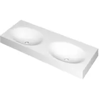 Ink Smooth Wastafel Polystone Dubbel Zonder Kraangaten - 1200x450x90 mm - Mat Wit