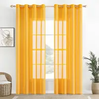 Unyqoos Transparante Gele Linnen Voile Gordijnen Set van 2 voor Woonkamer en Slaapkamer 140x225 cm