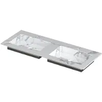 Ink Post Wastafel Keramische Slab Envelop Bak Dubbel 2 Kraangaten - 1200x450x10 mm - Statuario Glans