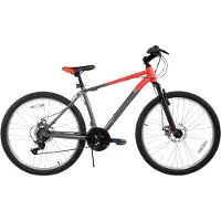 Happiq Mountainbike – Voor heren en studenten – 18 versnellingen, voor- en achterschijfremmen, verende vork – 66 cm / 70 cm wielen, oranje, aluminium frame