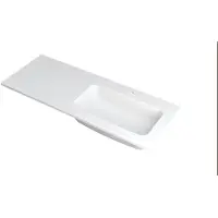 Ink Faktor Wastafel Polystone Rechts met 1 Kraangat - 1200x450x15 mm - Mat Wit