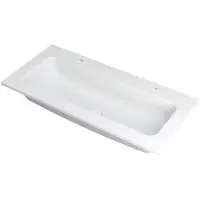 Ink Faktor Wastafel Polystone Centraal met 2 Kraangaten - 1000x450x15 mm - Mat Wit