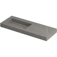 Ink Pitch Wastafel Keramische Slab Links met Drain en Front en Side Skirts Zonder Kraangat - 1200x450x90 mm - Armani Grey Mat