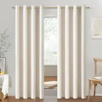 Unyqoos Gordijnen voor Woonkamer met Oogjes, Halftransparant, Lichtbeige, Set van 2, Ideaal voor Diverse Ruimtes