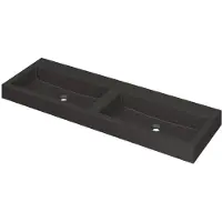Ink Momento Wastafel Quartz Dubbel Zonder Kraangat - 1400x450x90 mm - Quartz Zwart