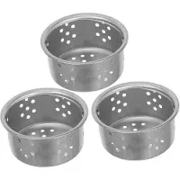 OEM Filter voor spoelbakken met handgreep, 3-delige set, roestvrijstalen spoelfilters, zilverkleurig