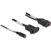 DeLOCK HDMI Cable 4K 60 Hz with DC feed 2.1 x 5.5 mm 0.30 m panel-mount