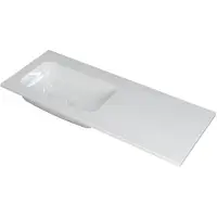 Ink Faktor Wastafel Polystone Links Zonder Kraangat - 1200x450x15 mm - Glans Wit