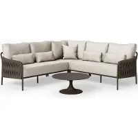 Suns Fiavè hoek loungeset 4 delig Bronze | Clouded rope | Pebble desert bouclé