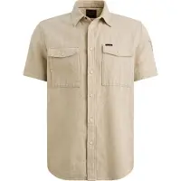 PME Legend Overhemd 'Shirt with short sleeves in cotton/linen' lichtgroen