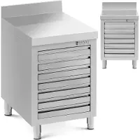 Royal Catering RVS keukenkast met lades - 50 x 70 cm - 185 kg - 7 lades voor pizzadeeg - met achteropstand -