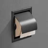 Saniclear Nero inbouw toiletrol houder met klep mat zwart