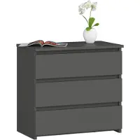 Akord Nachtkastje CL3 met 3 Lades / Furniture Factory / Grafietgrijs / 60 x 57 x 35 cm