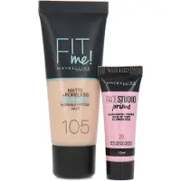 Maybelline Fit Me Matte + Poreless Foundation + Facestudio Prime - 105 Natural Ivory (voor normale tot vette huid)