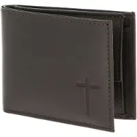 OXMOX Leren portemonnee Leather RFID Protect Pocketbörse Freedom Cross Embossed Brown donkerbruin