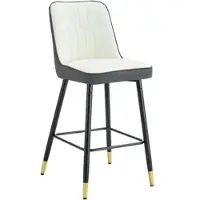 STILVORA Barkrukken 100 Cm – Set Van 2 – Comfortabele Rugleuning En Voetsteun – Voor Keukenbar En Kookeiland – Metaal En Pu Leer – Wit Donkergrijs