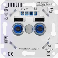 Tradim - LED Dimmer DUO - 2×5-75W - Fase-afsnijding - Universeel