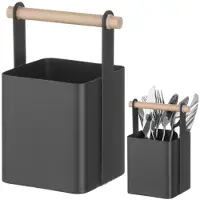 Hendi Tafelorganizer bestekmand met houten handvat 14x10,5x19 cm - 427064