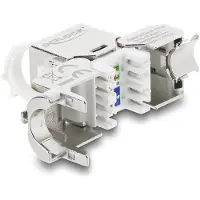 DeLOCK Keystone Module RJ45 jack to LSA Cat.8.1 shielded with locking clip and dust cover cable tie-free