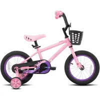 Happiq Kinderfiets – Voor meisjes van 3–10 jaar – Met zijwieltjes, kettingbeschermer en mandje – 36 cm / 41 cm / 51 cm wielen, roze