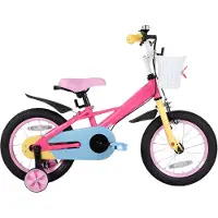 Happiq Kinderfiets – Voor meisjes van 2–8 jaar – Met stabilisatoren en voormand – 30 cm / 36 cm / 41 cm / 46 cm wielen, 46 cm met standaard, roze