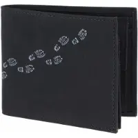 OXMOX portemonnee New Cryptan RFID Protect Querscheinbörse Footsteps 2.0 Print Grey Black zwart