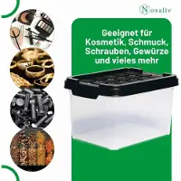 Novaliv opbergdoos met deksel klein 2 L antraciet nestbaar stapelbaar kunststof doos met clipsluiting kunststof BPA-vrij 19 x 14 x 11 cm