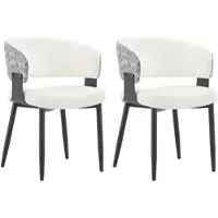 STILVORA Eetkamerstoel Set Van 2 - Met Armleuningen En Ergonomische Rug - Voor Eetkamer En Woonkamer - PU Wit Zwart
