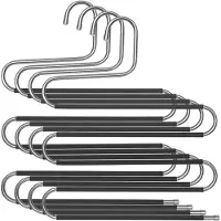 Songmics - Kledinghangers - Broekenhanger Set van 4 - Metalen Meervoudige Hanger - Antislip S-vorm - Voor 5 Broeken