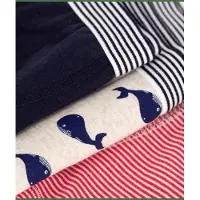 Petit Bateau Setje met 3 katoenen boxershorts met walvisprint voor kinderen Jongens Onderbroek - Blauw + Beige/Blauw + Rood/Wit