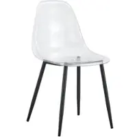 STILVORA Eetkamerstoel 83 Cm - Set Van 4 - Transparante Kunststof Kuipzitting - Met Zwarte Metalen Poten - Voor Eetkamer En Kantoor