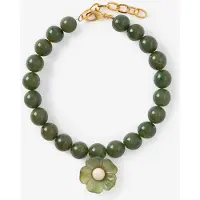 Sissy-Boy Groene resin kralenketting met bloem