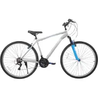 Happiq Mountainbike – Voor heren en dames – Hardtail, 21 versnellingen, V-brake – 66 cm / 70 cm wielen, grijs, hoogwaardig stalen frame
